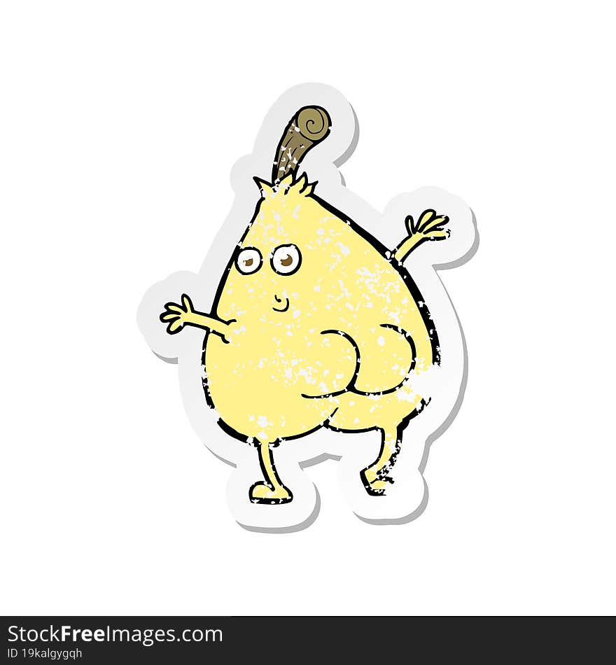 retro distressed sticker of a a nice pear cartoon