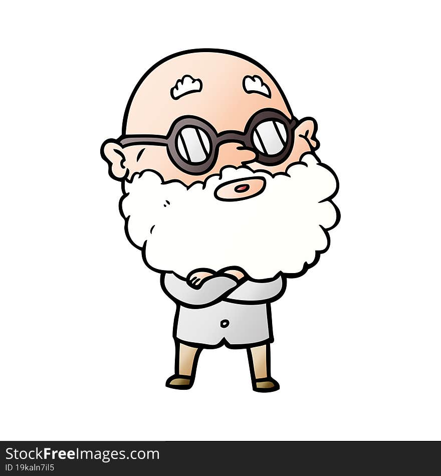 cartoon curious man with beard and glasses. cartoon curious man with beard and glasses