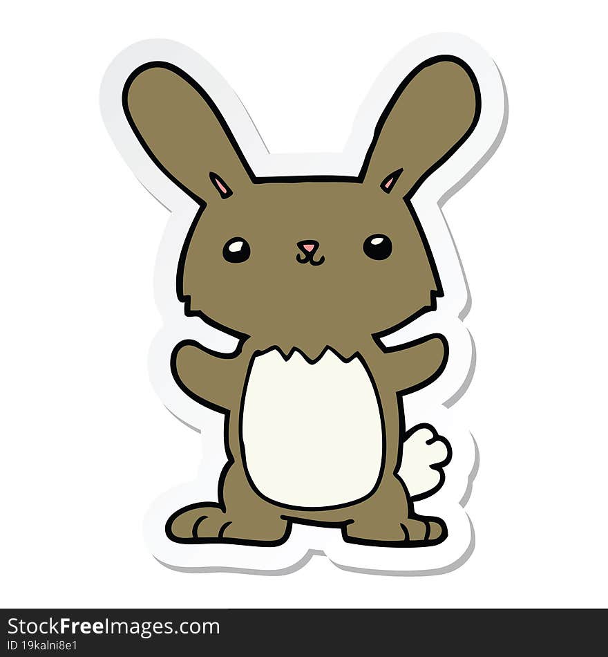 sticker of a cute cartoon rabbit