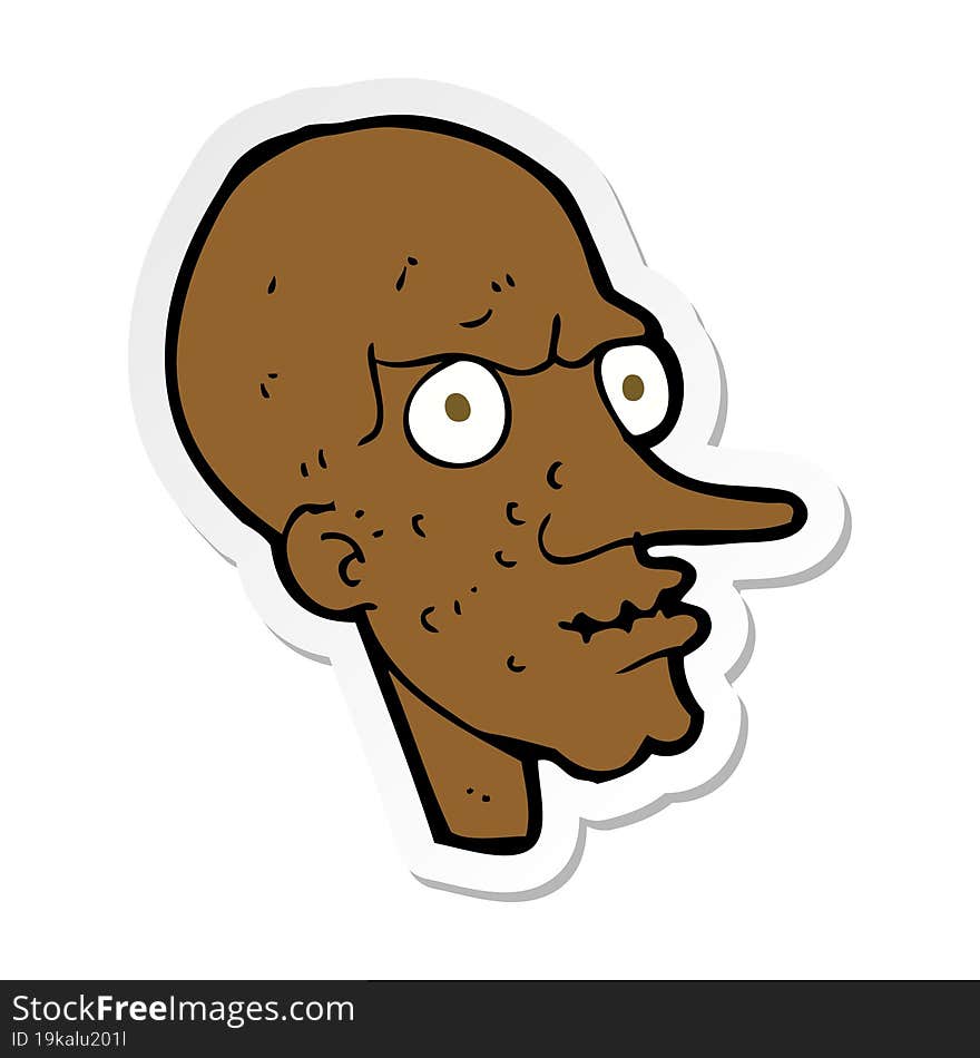 sticker of a cartoon evil old man