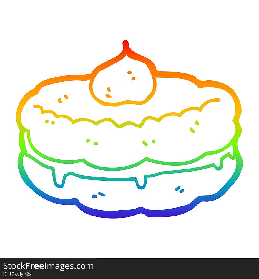 Rainbow Gradient Line Drawing Cartoon Biscuit