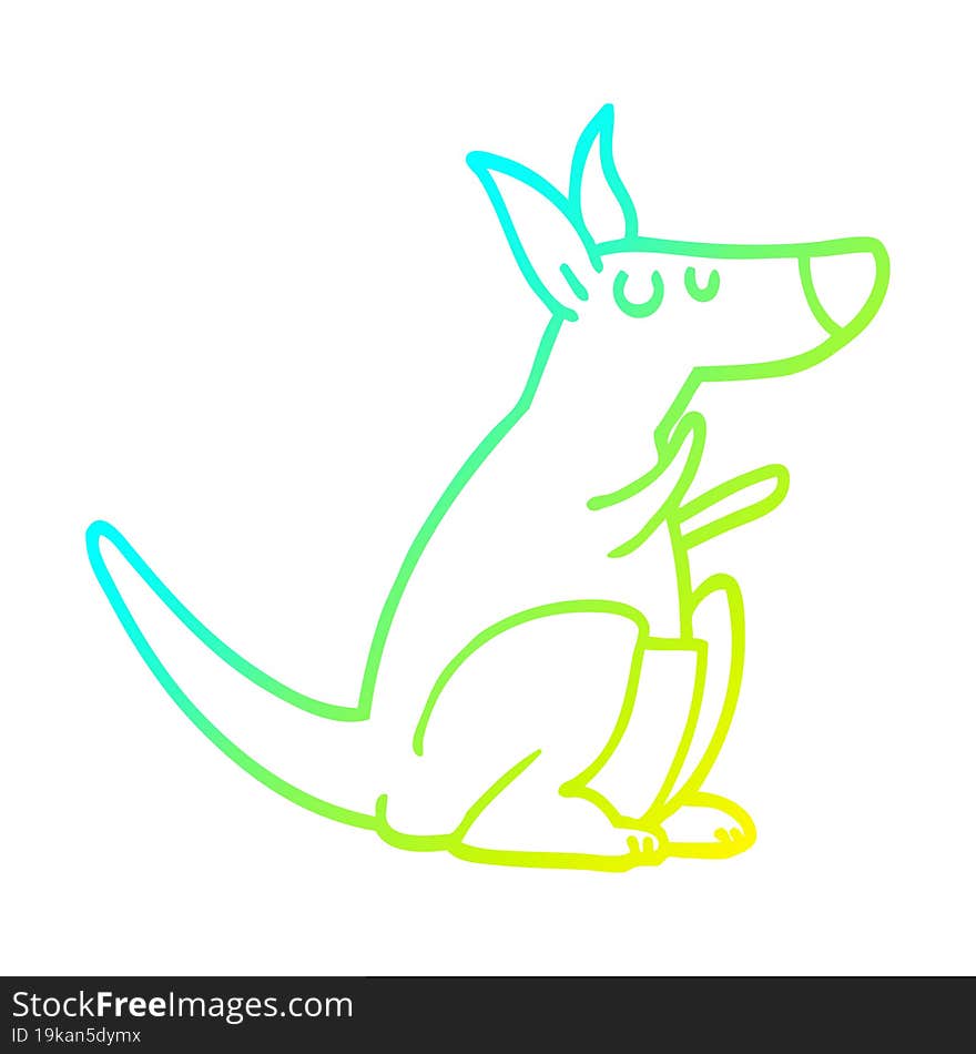 cold gradient line drawing cartoon kangaroo