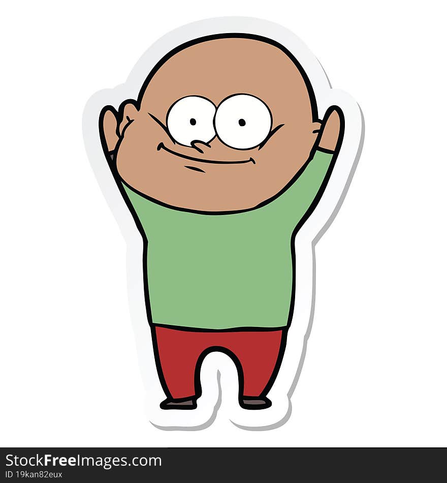 Sticker Of A Cartoon Bald Man Staring