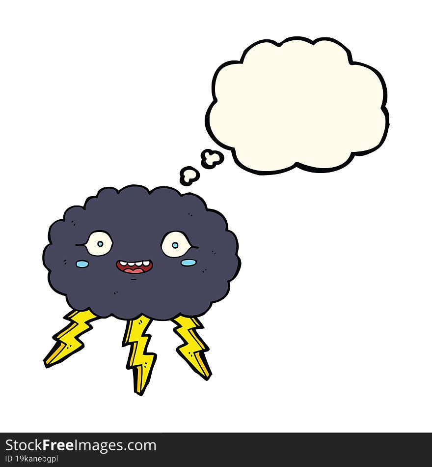 Happy Cartoon Rain Cloud With Thought Bubble