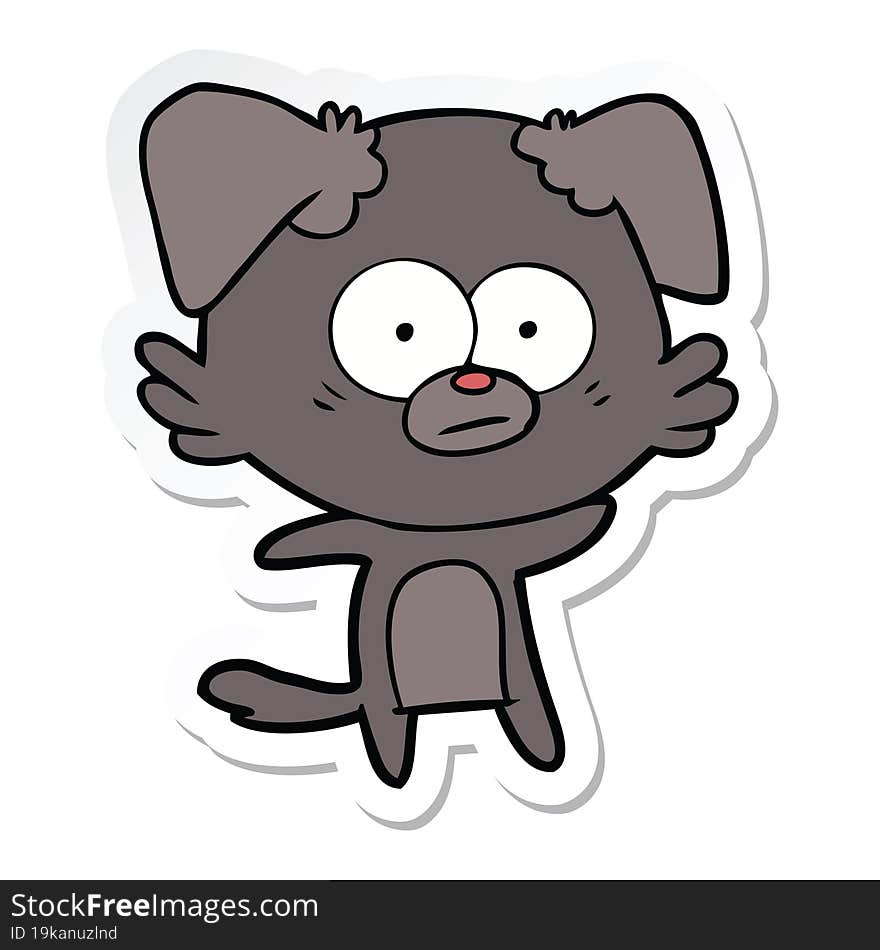 Sticker Of A Nervous Dog Cartoon