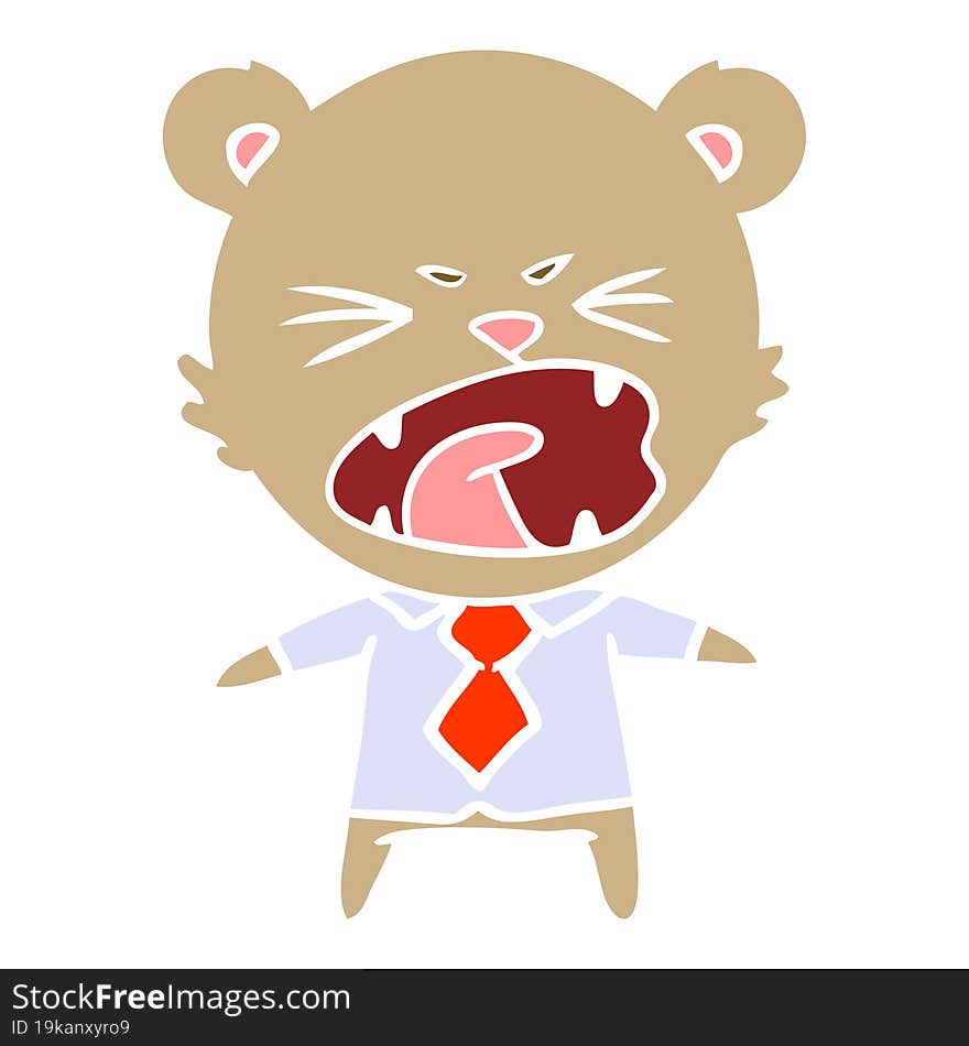 angry flat color style cartoon bear