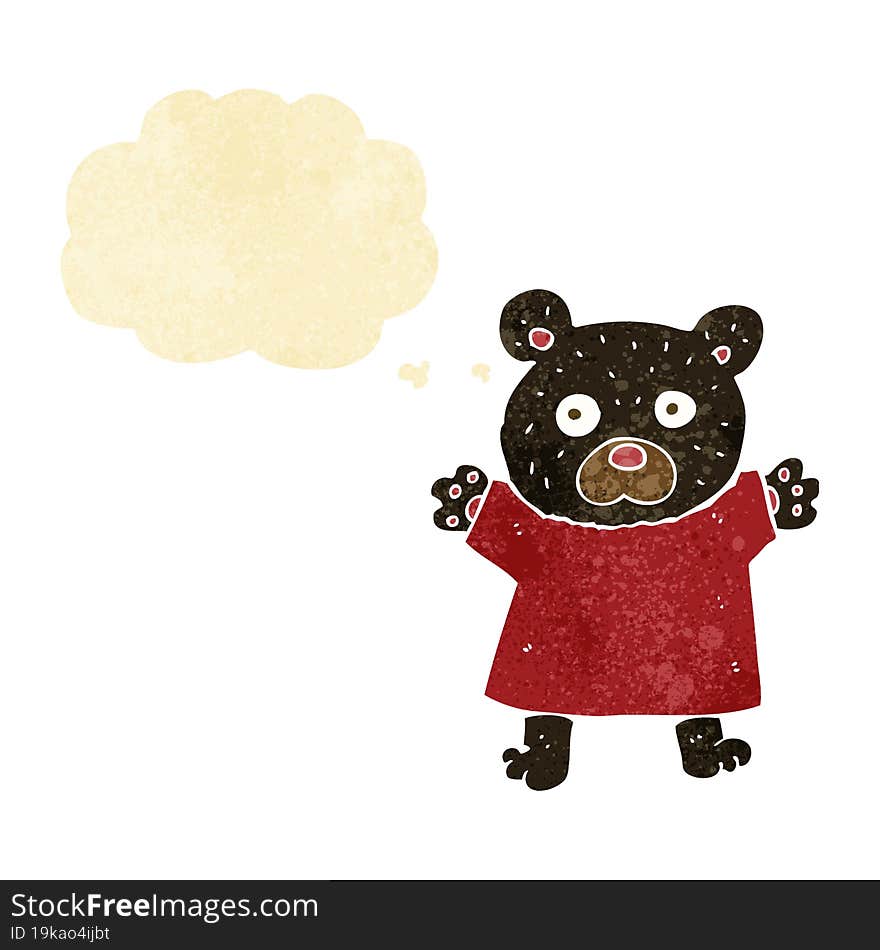 cartoon cute black bear with thought bubble