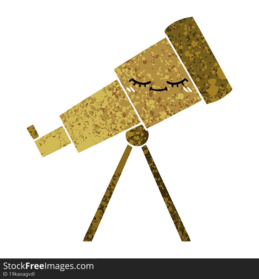 retro illustration style cartoon telescope