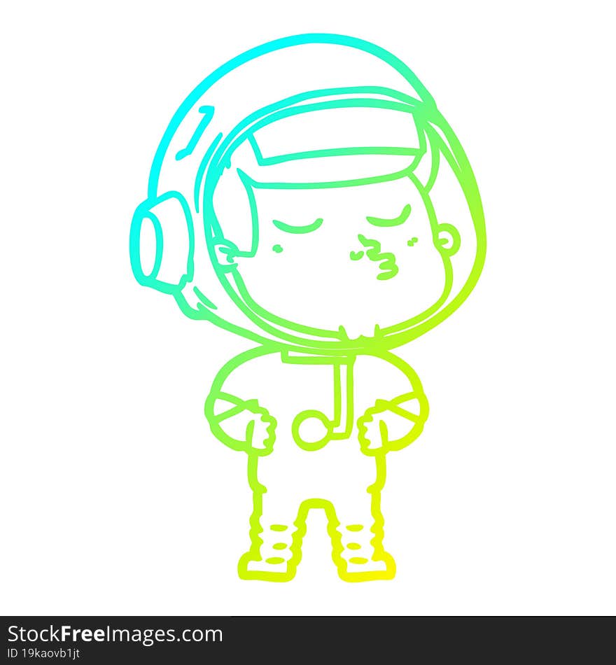 cold gradient line drawing cartoon confident astronaut