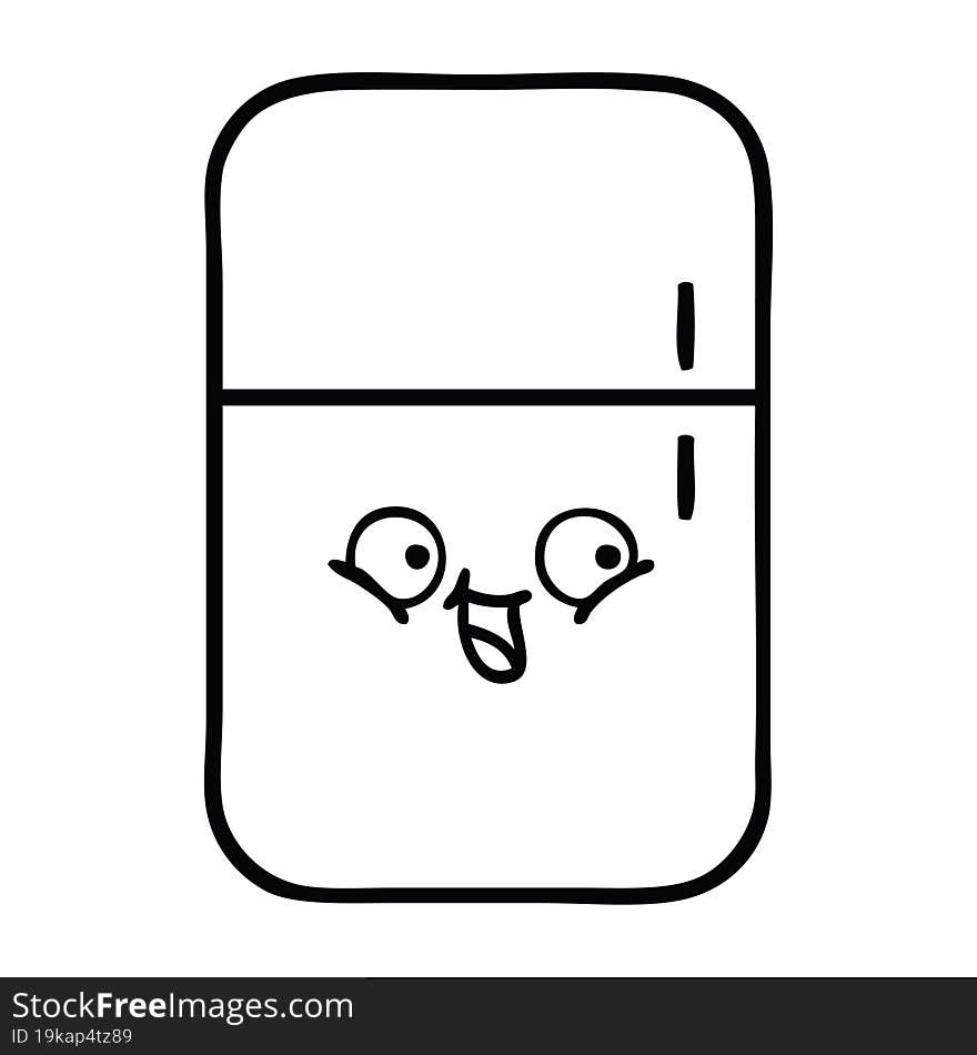 line drawing cartoon fridge freezer