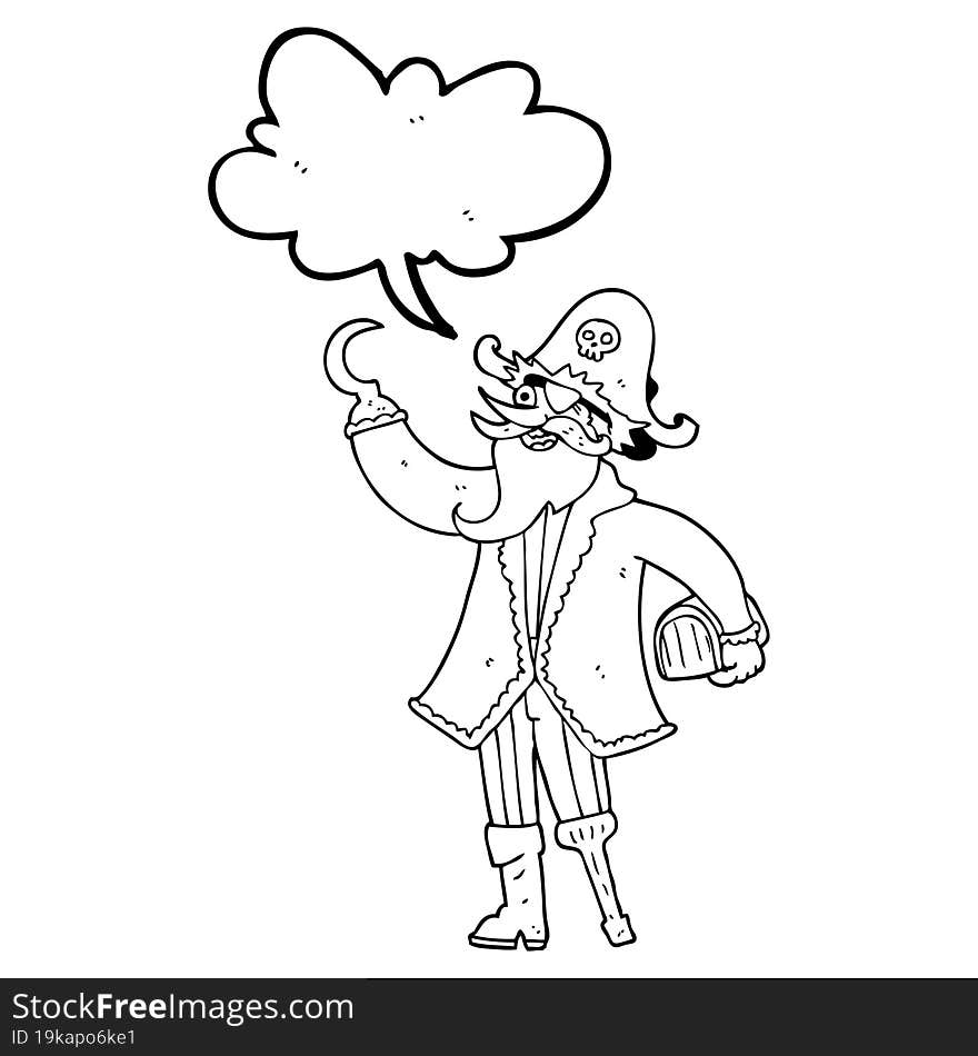 Speech Bubble Cartoon Pirate Captain