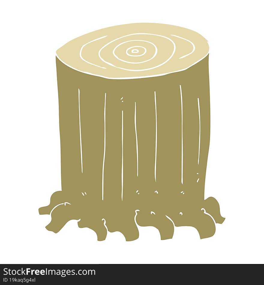 flat color illustration of a cartoon tree stump