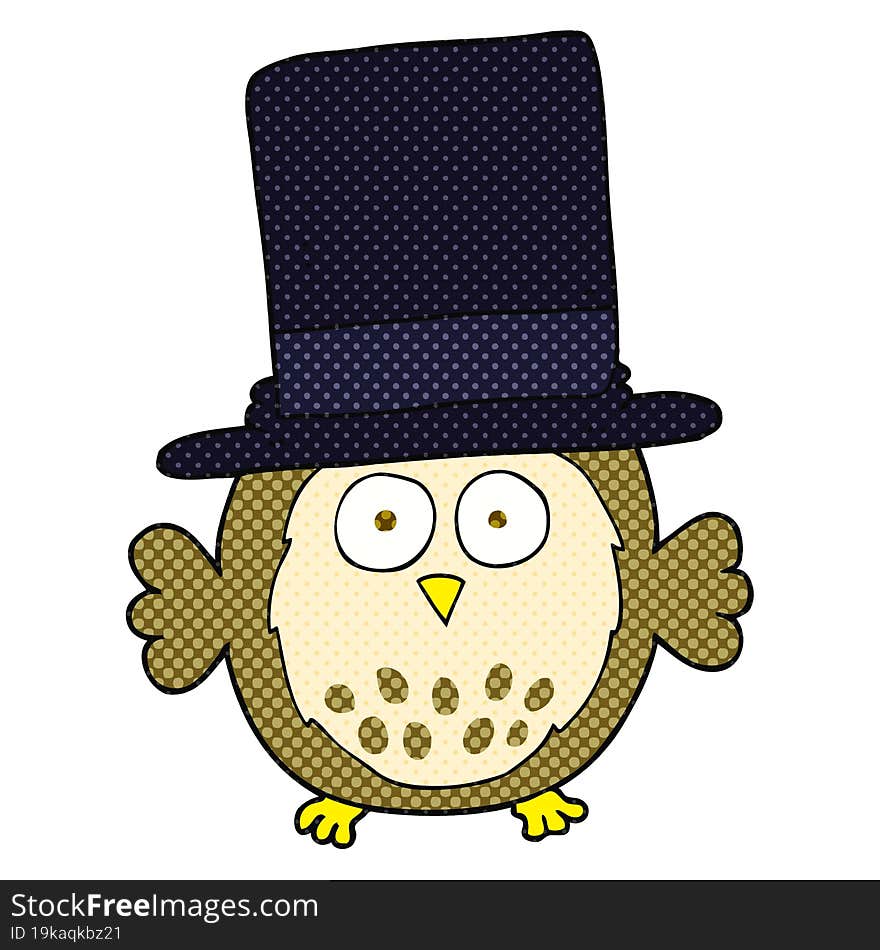 cartoon owl wearing top hat