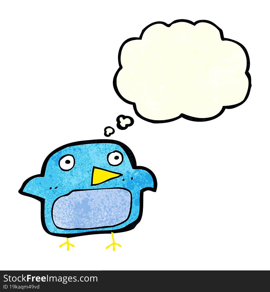 cartoon bluebird with thought bubble