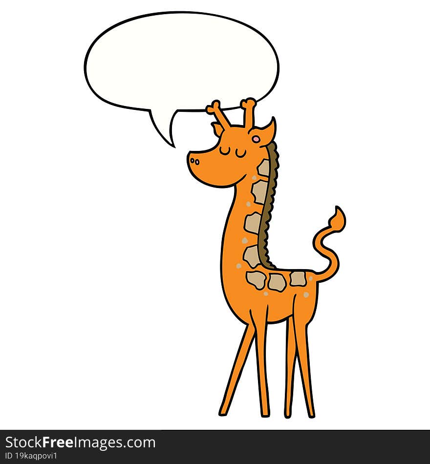 cartoon giraffe with speech bubble. cartoon giraffe with speech bubble