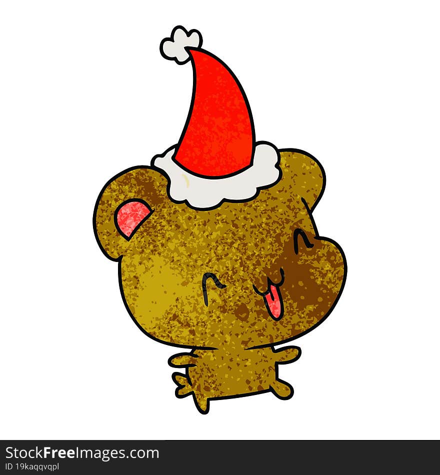 Christmas Textured Cartoon Of Kawaii Bear