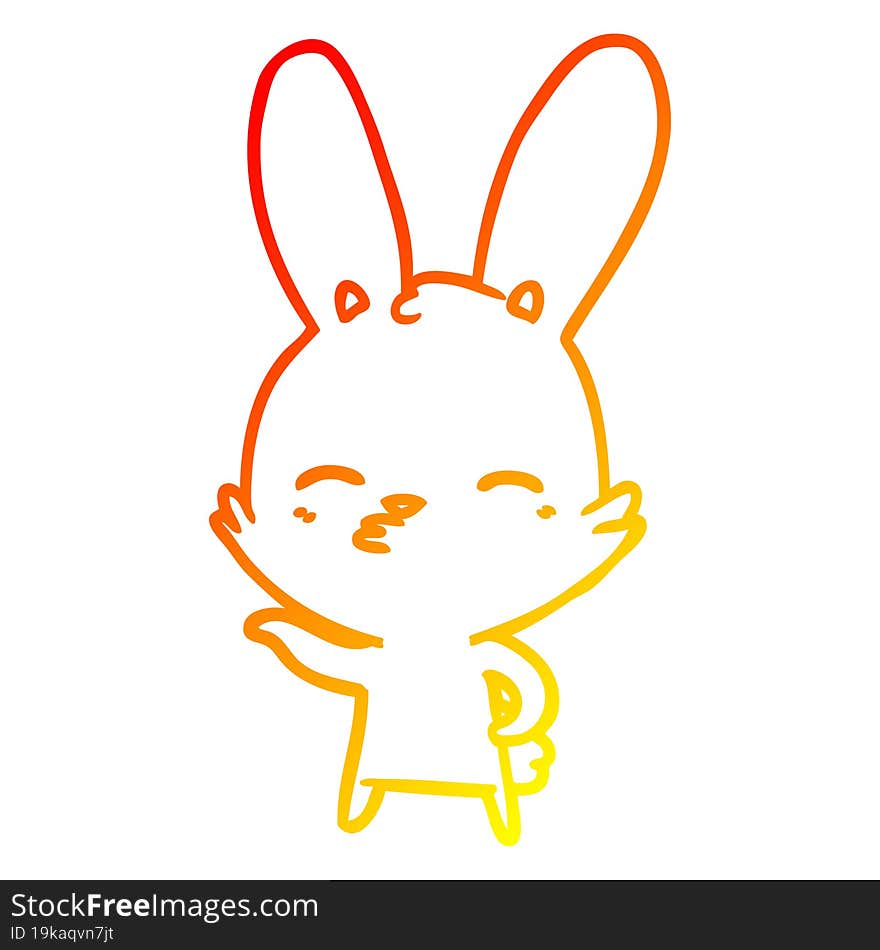 Warm Gradient Line Drawing Curious Bunny Cartoon