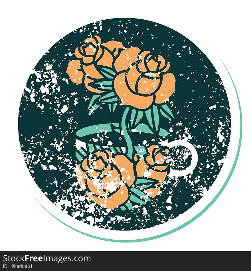 distressed sticker tattoo style icon of a cup and flowers