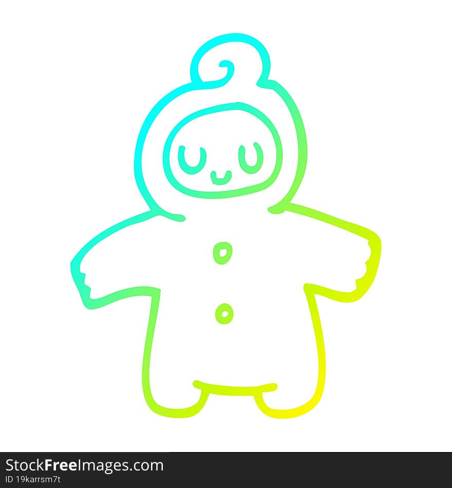 cold gradient line drawing of a cartoon human baby