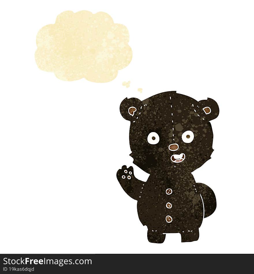 Cute Cartoon Black Bear With Thought Bubble