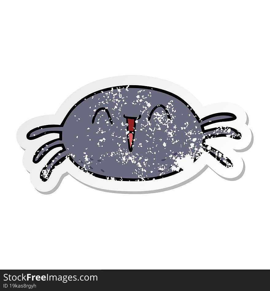 distressed sticker of a cartoon spider