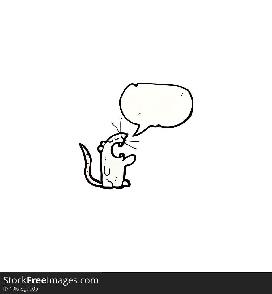 cartoon white mouse with speech bubble