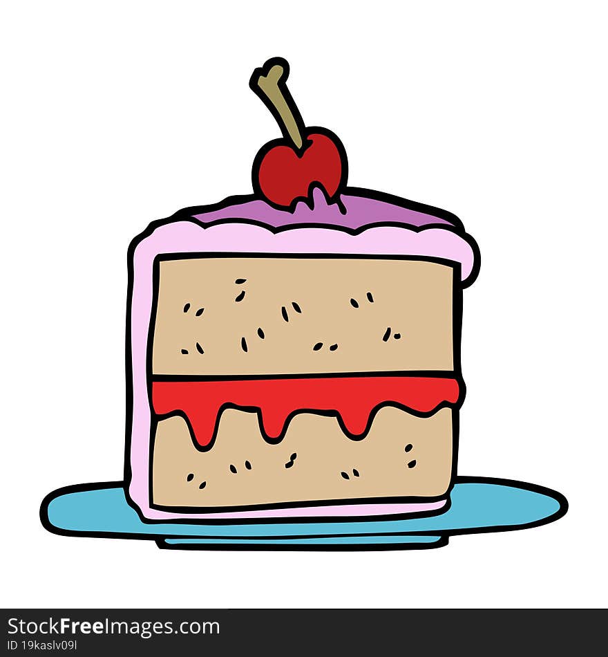 cartoon doodle cake slice