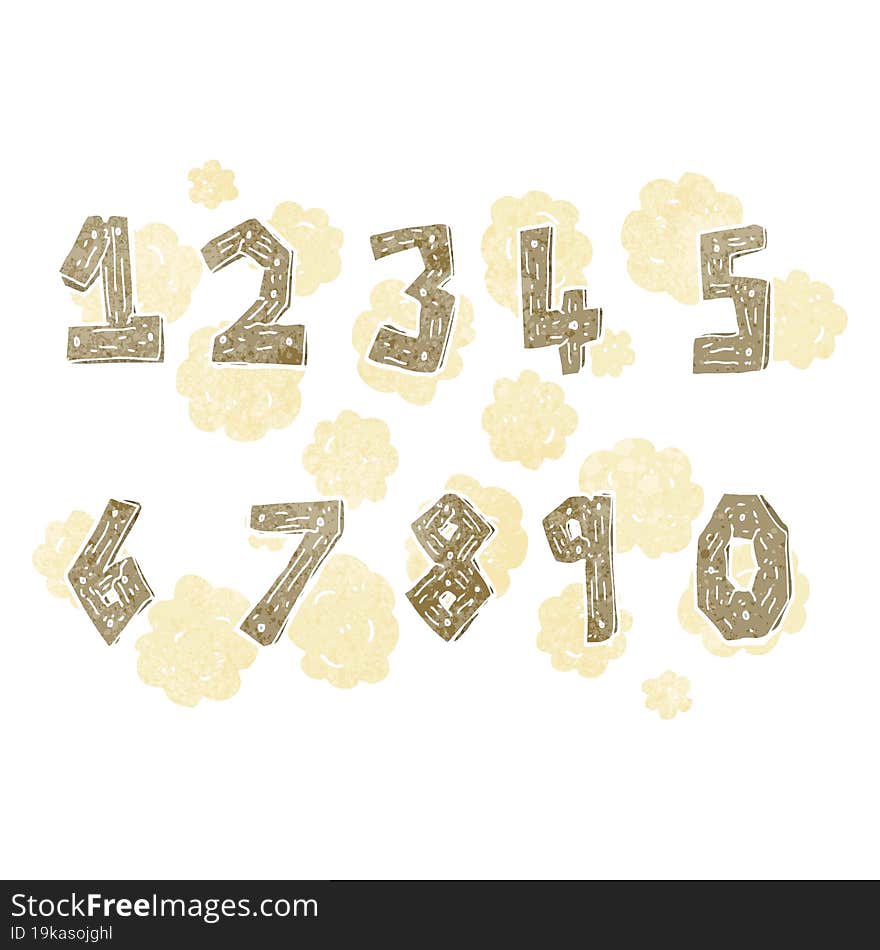 wooden cartoon numbers set. wooden cartoon numbers set