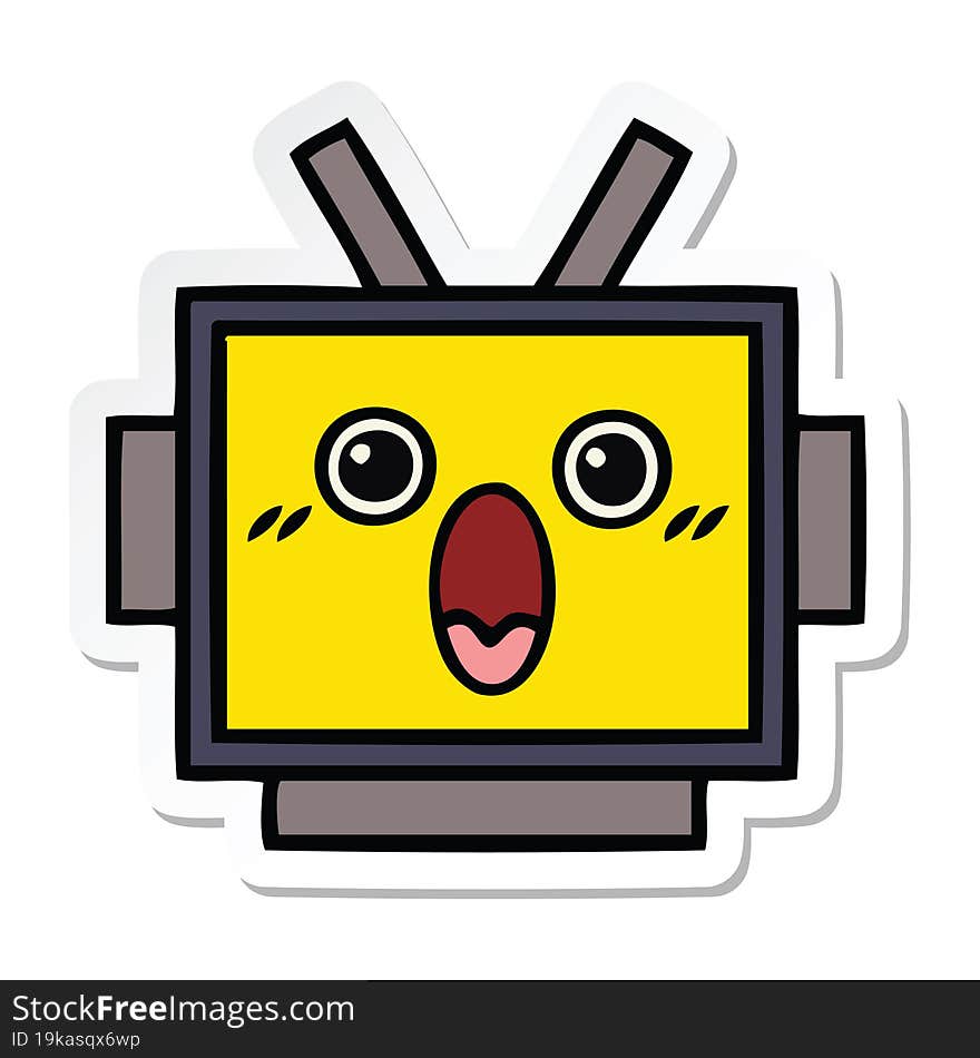 Sticker Of A Cute Cartoon Robot Head