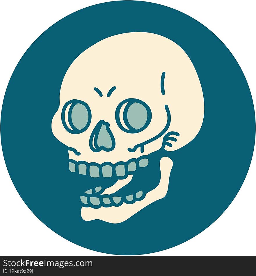 iconic tattoo style image of a skull. iconic tattoo style image of a skull