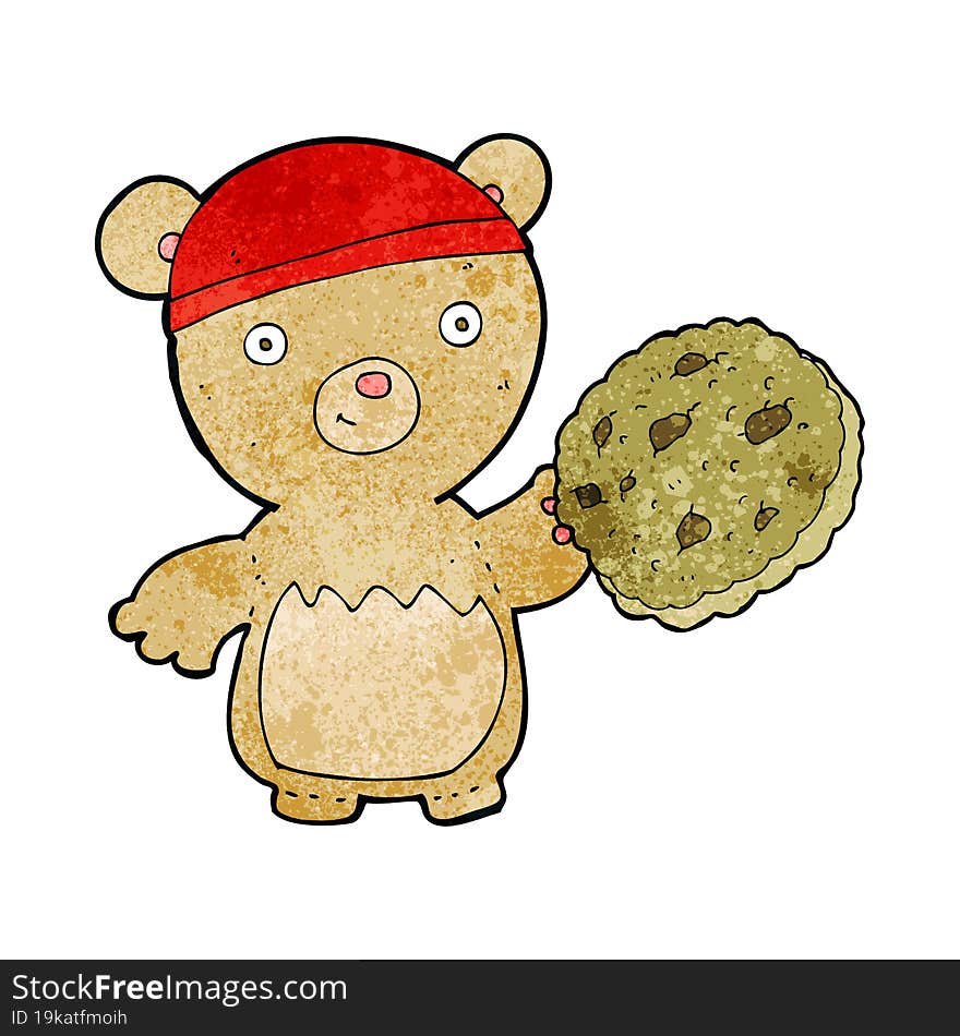 cartoon teddy bear with cookie