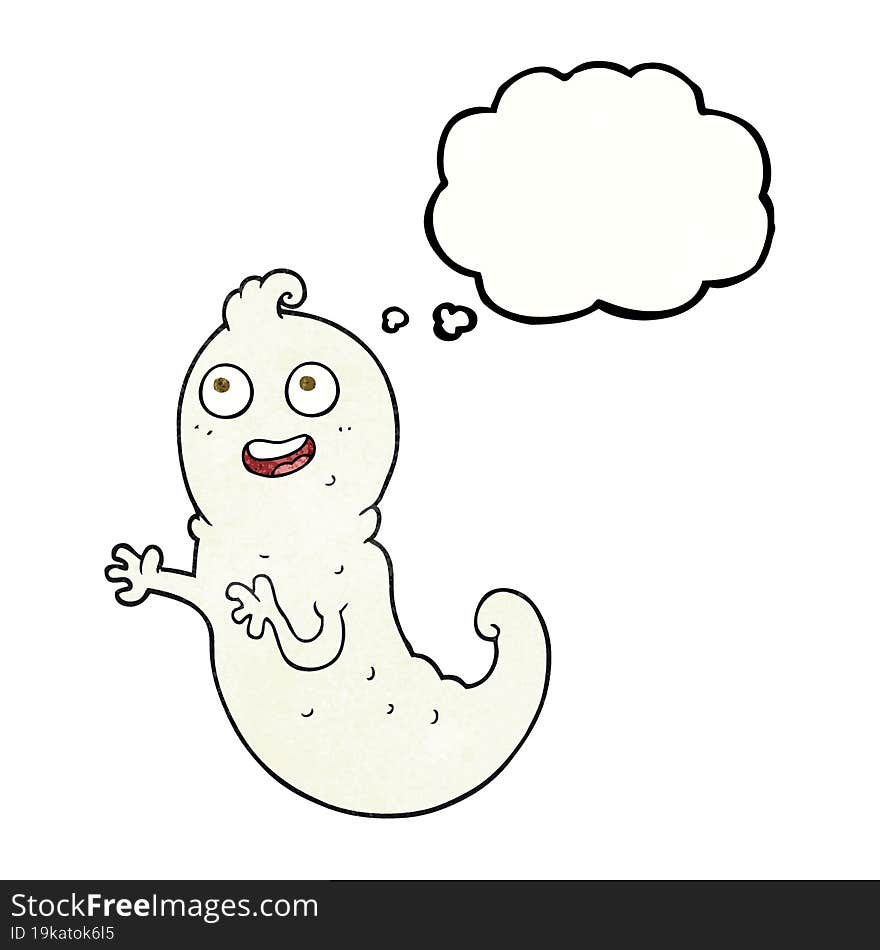 freehand drawn thought bubble textured cartoon ghost