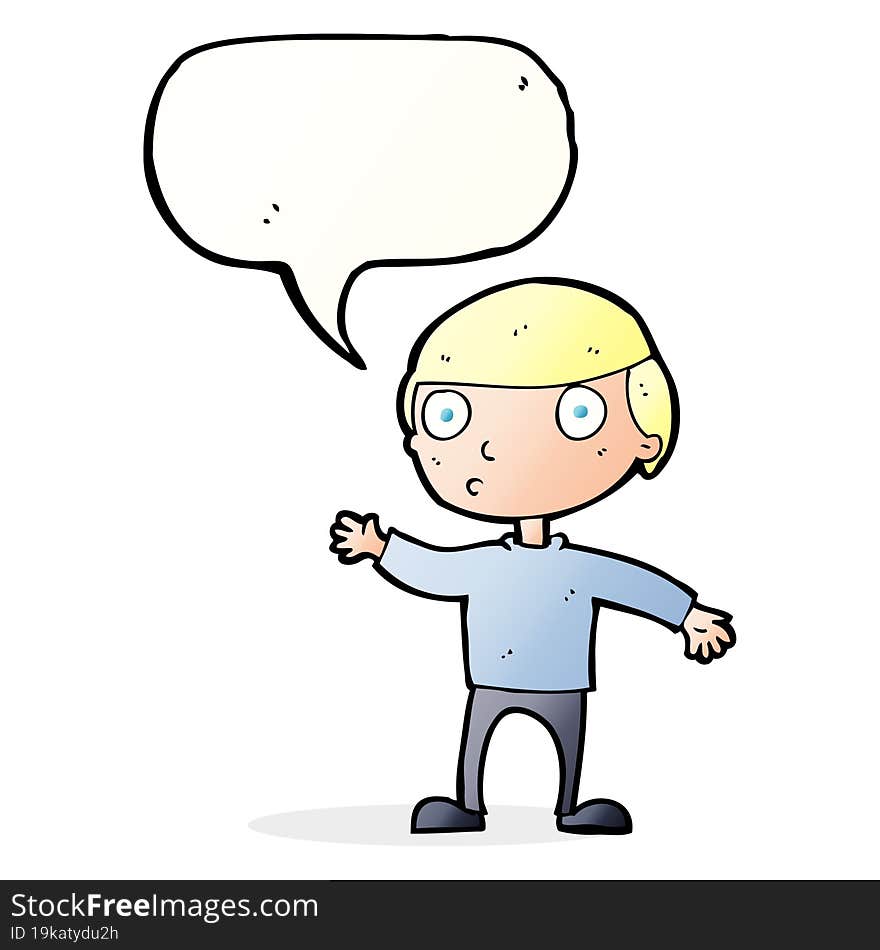 Cartoon Waving Man With Speech Bubble