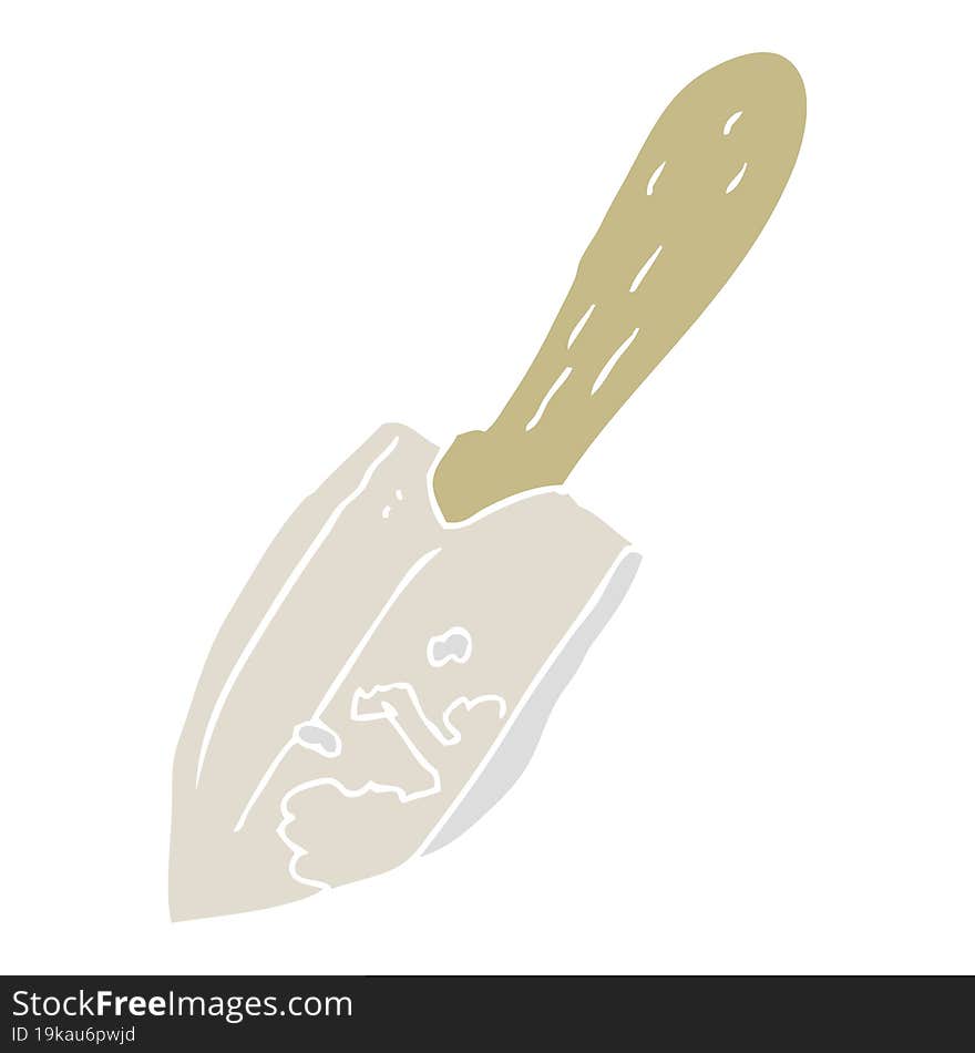 Flat Color Illustration Of A Cartoon Trowel