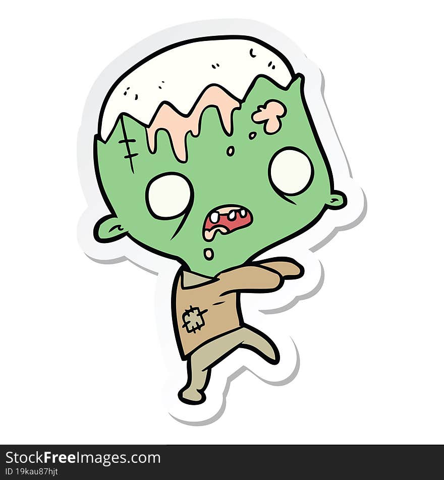 sticker of a cartoon zombie