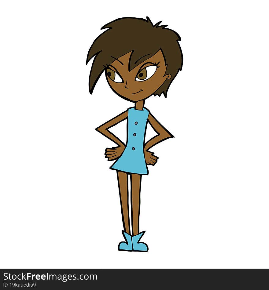 cartoon girl with hands on hips