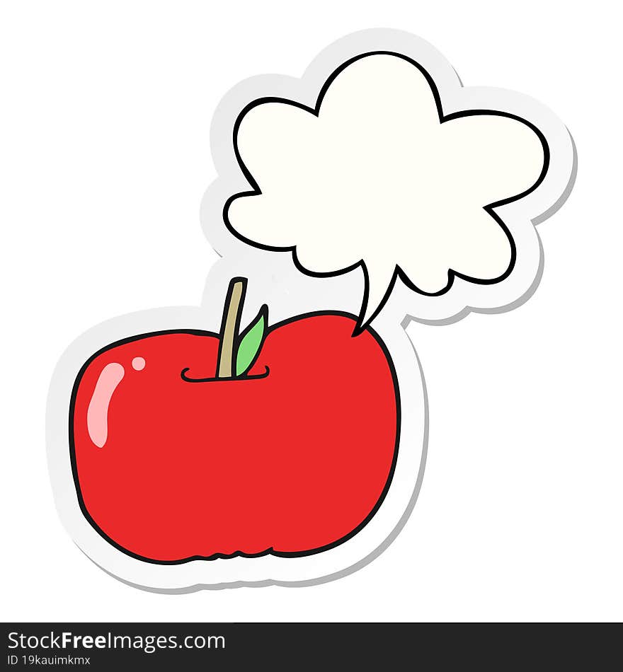 cartoon apple and speech bubble sticker