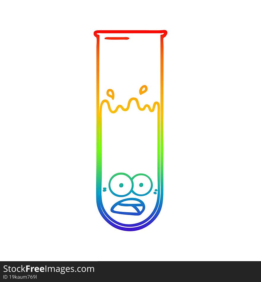 rainbow gradient line drawing cartoon test tube