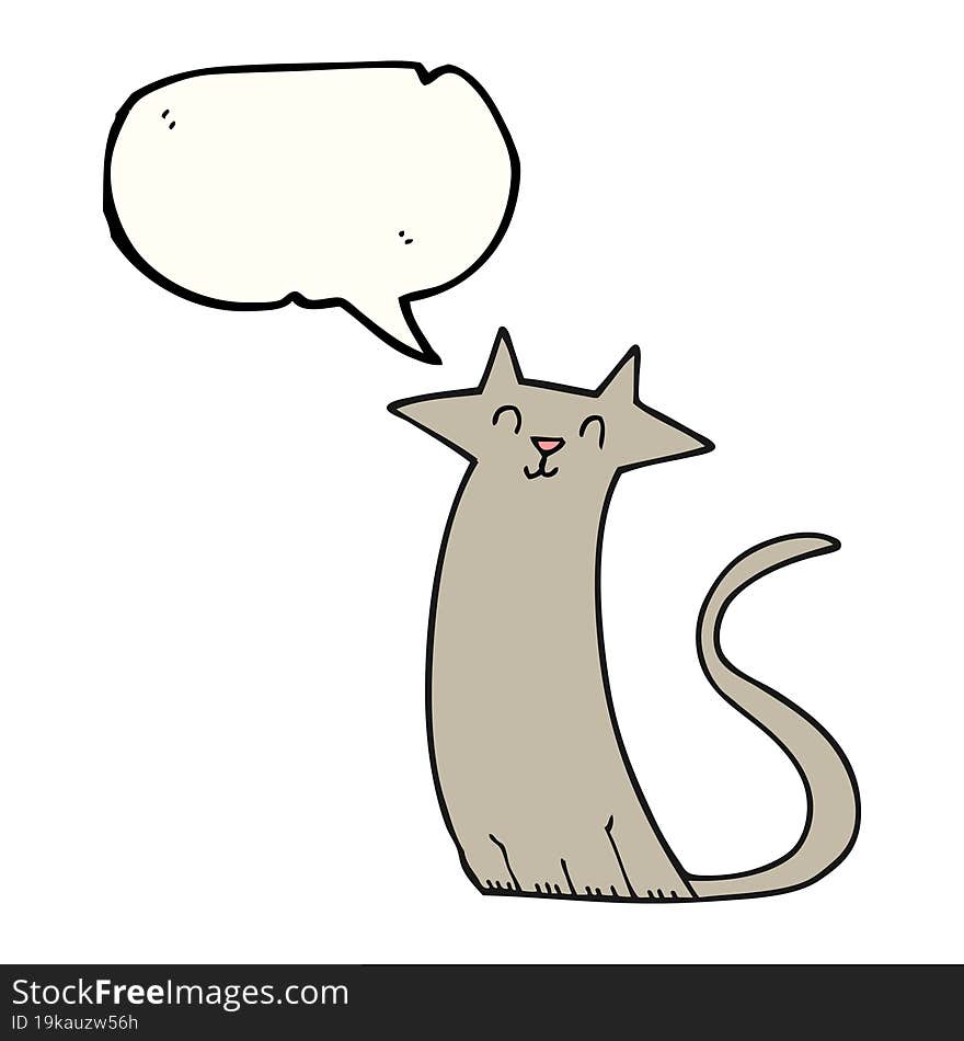 freehand drawn speech bubble cartoon cat