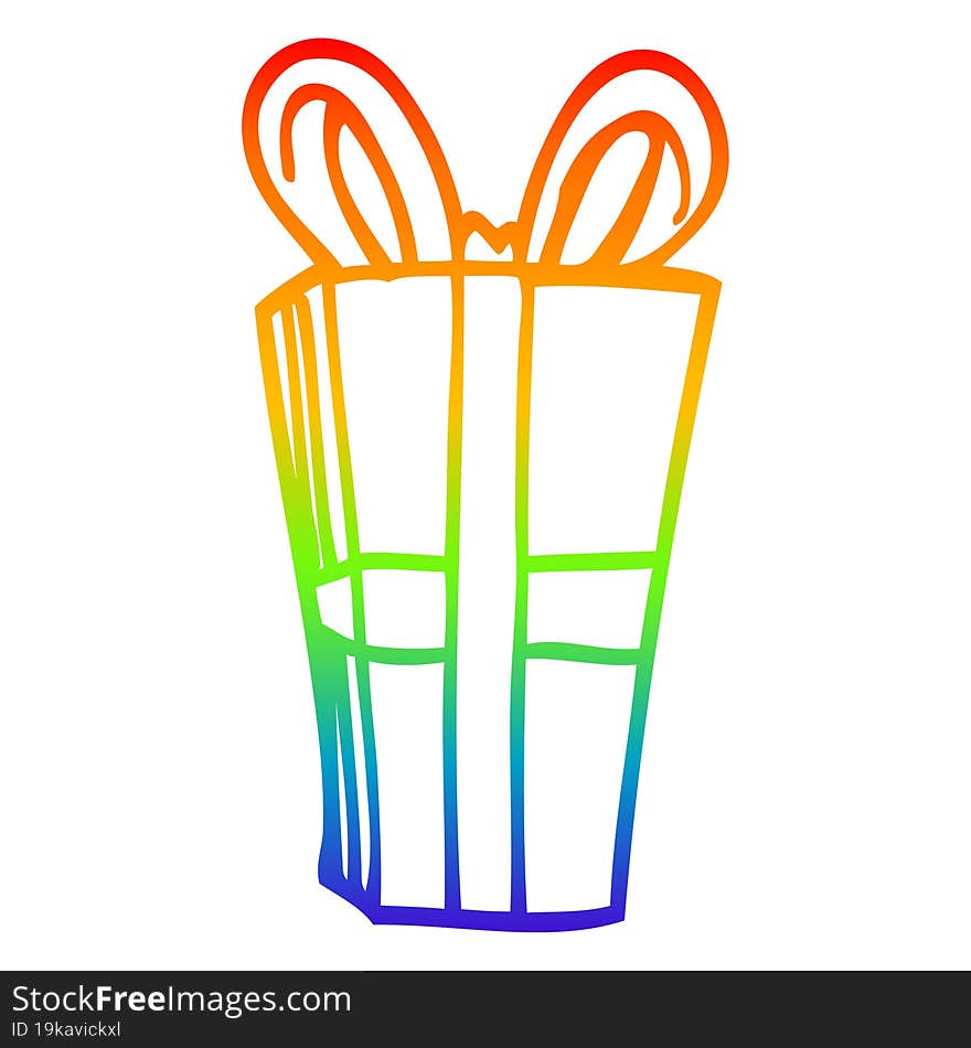 rainbow gradient line drawing cartoon wrapped present