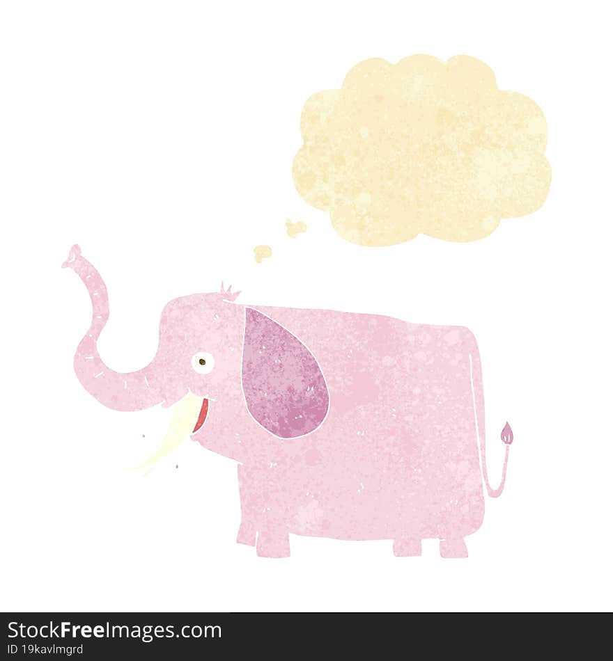 cartoon happy elephant with thought bubble