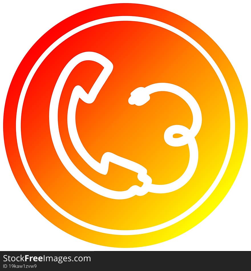 telephone handset circular in hot gradient spectrum