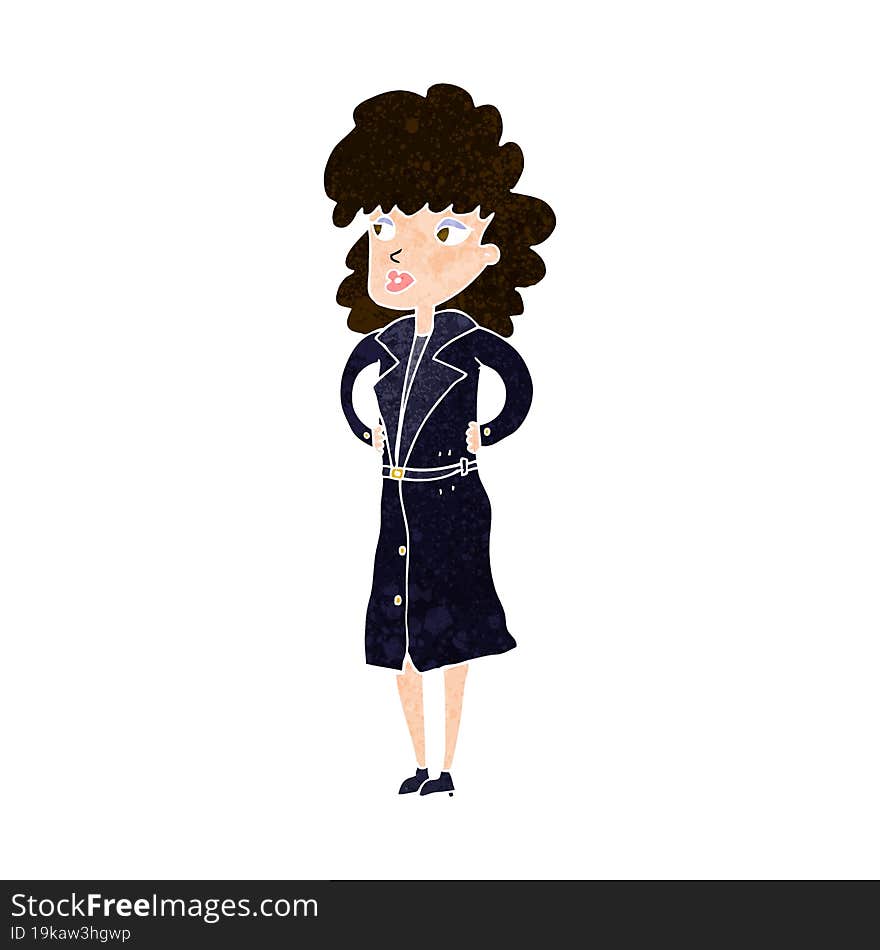 Cartoon Woman In Trench Coat