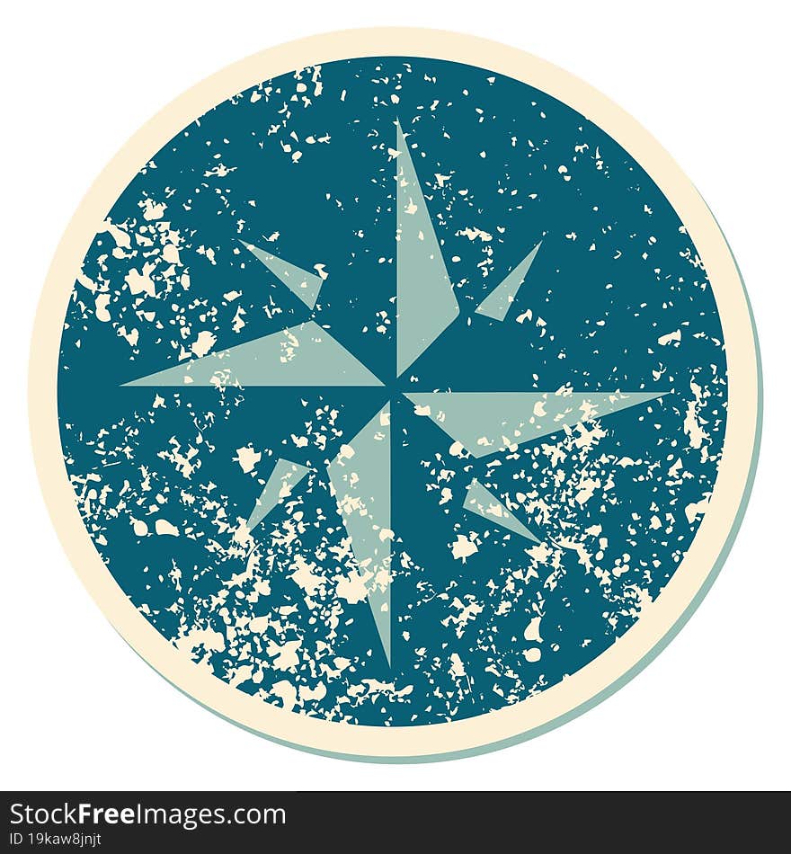 Distressed Sticker Tattoo Style Icon Of A Star