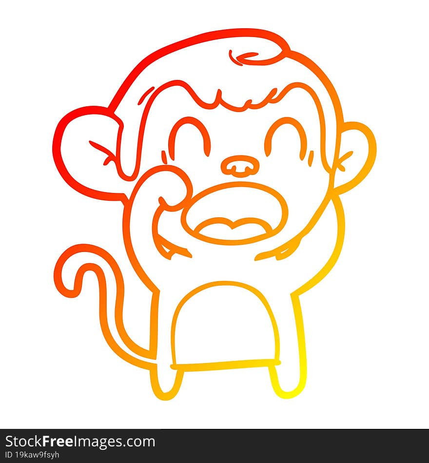 warm gradient line drawing shouting cartoon monkey