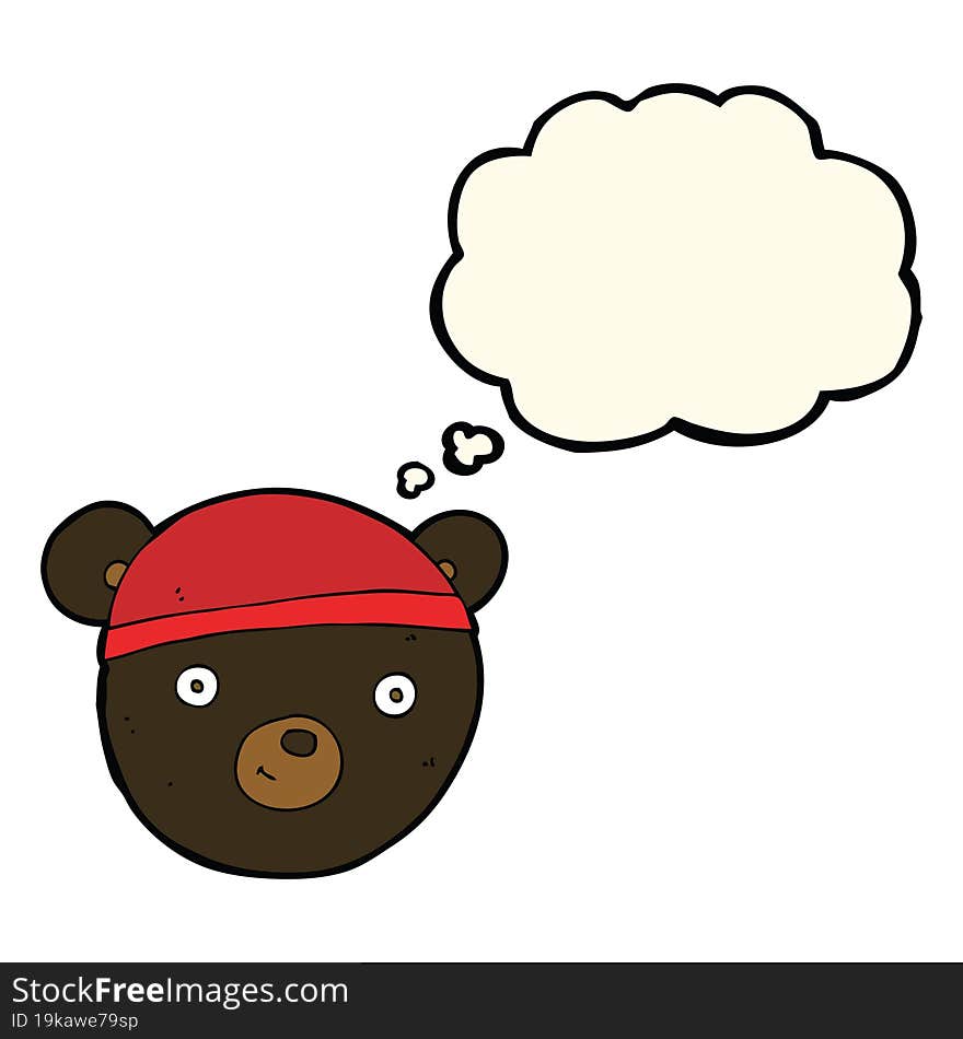 cartoon black bear face with thought bubble