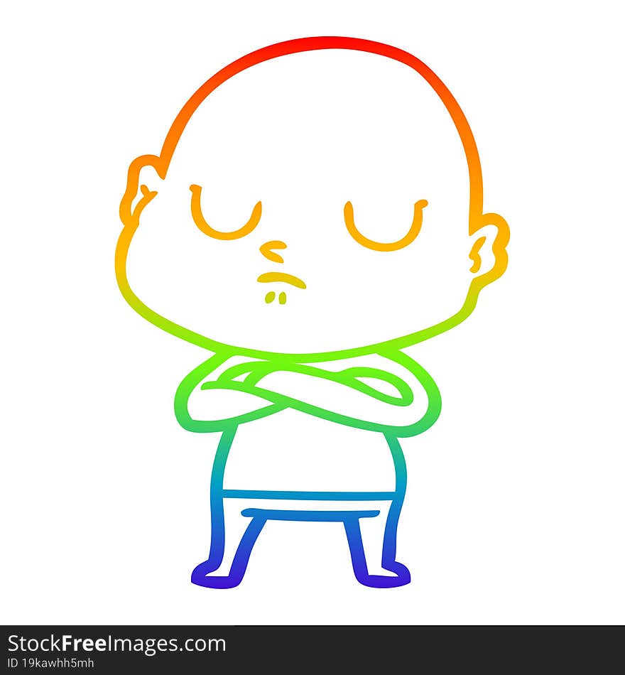 rainbow gradient line drawing of a cartoon bald man