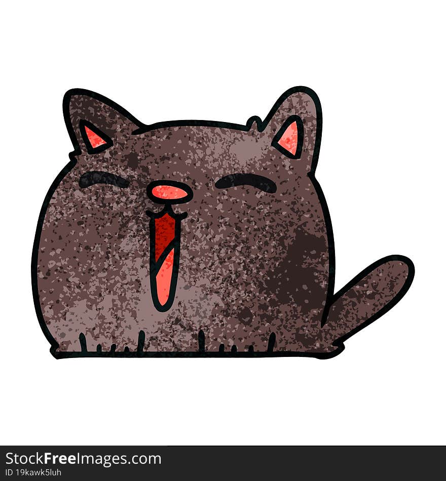 textured cartoon of cute kawaii cat