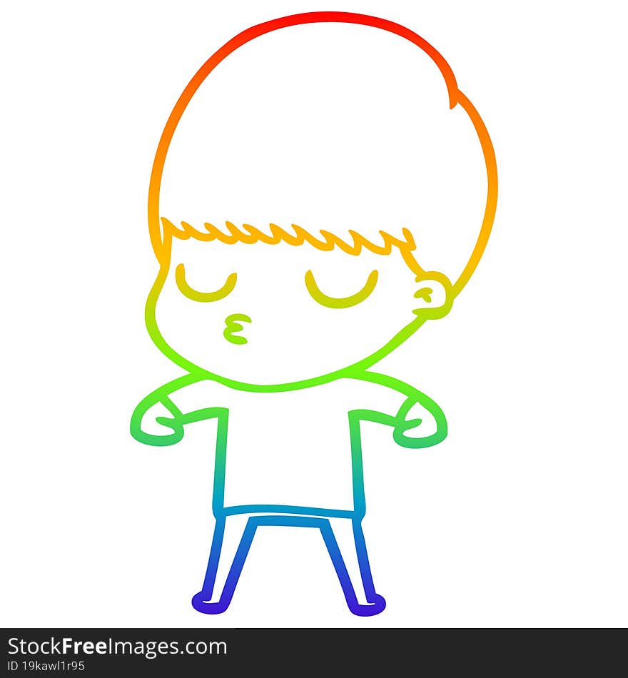 rainbow gradient line drawing cartoon calm boy