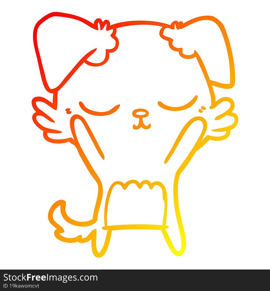 Warm Gradient Line Drawing Cute Cartoon Dog